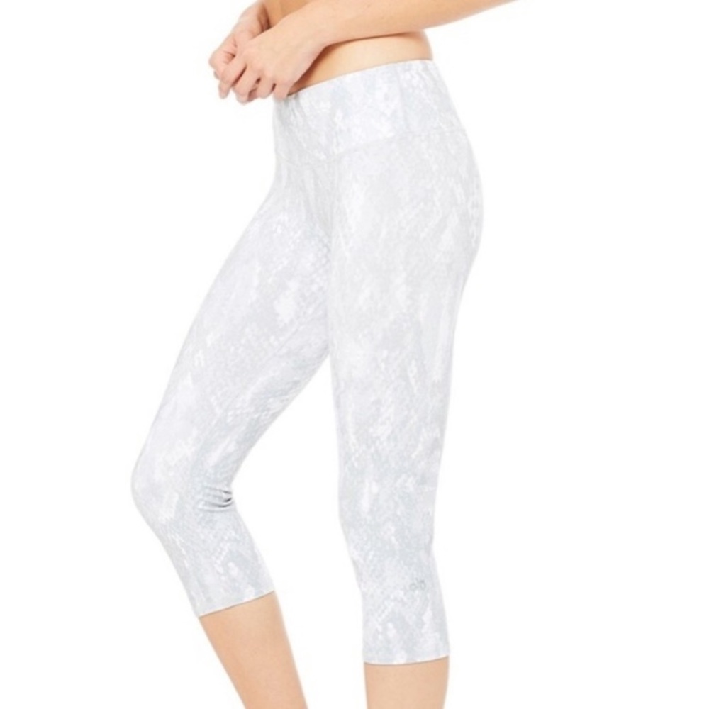 ALO yoga white python cropped leggings